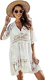LCXYYY Damen Cover Up Sommer Bikini Strandurlaub Strandponcho Sexy Spitze V-Ausschnitt Freizeitkleid Sonnenschutz Strandkleid