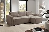 LIKMA Braun Ecksofa Cord Tilia mit Schlaffunktion und Bettkasten, 232x96x145 cm, Sofa L-Form, Schlafsofa mit Stauraum, Wohnlandschaft, Cord Sofa Schlafcouch Stoff: Tilia 17