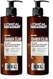 L'Oréal Men Expert XXL 3-in-1 Bartshampoo für Männer, Bartseife für Bart, Gesicht und Haar, Herren Bartpflege gegen Schuppen mit ätherischem Zedernholzöl, Barber Club, [Amazon Exclusive], 1 x 400 ml
