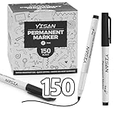 YISAN Permanent Marker Dünn Bulk 150 Stück,Permanentstift Schwarz Feine Spitze, für Kunststoff, Stein, Glas, Metall,71518