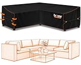 Enzeno Gartenmöbel Abdeckung L-Form,Schutzhülle für Gartenmöbel,wasserdicht Winddicht,Abdeckplane für Outdoor Ecksofa Eck-Loungegruppe Loungemöbel Rechteckig Abdeckhaube 215x215x87CM