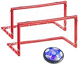 Playtastic Air Fußball: Akku Luftkissen-Indoor-Fußball, Farb-LEDs, Möbelschutz, 2 Tore (Hooverball, Schwebeball Spielzeug, Weihnachts Kinder)