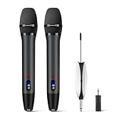 zealsound UHF Kabelloses Mikrofon Set – 2 Metall Wireless Handmikrofone, Auto-Frequenzscan, LCD-Display, 60m Reichweite, Profi Funkmikrofon für Partybox, DJ, Kirche, Bühne, Karaoke & Live-Auftritte