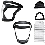 Fracavi Kunststoff-Vollgesichtsschutzschild Vollschutzausrüstung mit für Unisex und Erwachsene, wiederverwendbarer, transparenter Gesichtsschutz ohne Beschlag mit verstellbarem Band (2)