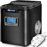 tillvex Eiswürfelmaschine Edelstahl 12 kg - 24 h | Eiswürfelbereiter mit Timer und 2,2 Liter Wassertank | Ice-Maker LCD-Display & Selbstreinigungsfunktion | 3 Eiswürfel Größen (Schwarz)