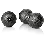 BODYMATE Set aus Faszien-Ball (Durchmesser 8CM) und Faszien-Duo-Ball (8x16cm) Schwarz, Selbstmassage-Ball für Faszientraining