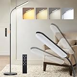 ANTENLICHT Stehlampe LED | Sofa stehlampe dimmbar mit Fernbedienung | 4 Farbtemperaturen & 4 Helligkeiten | 30 Min & 1 Stunden Timer | 15W Stehleuchte Schwarz für Schlafzimmer, Wohnzimmer, Büro