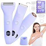 Damenrasierer für Gesicht, Elektrischer Rasierer, 3-in-1 Intimrasierer für Frauen für Beine, USB-Aufladung, Nass Trocken LCD-Display, IPX7 Wasserdicht Bikini Trimmer für Achselbein Körper Gesicht