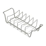 Relaxdays Rippchenhalter 2in1, Bratenkorb zum Grillen, BBQ, Rib Holder, multifunktional, für Spare Ribs, Stahl, silber, 11.5 x 44.5 x 18.5 cm