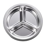 Runde Speiseteller aus Edelstahl, 2 Stück, langlebiges Campi-Geschirr-Set aus Metall für den Außenbereich, Picknick-Servi, leichtes tragbares Reisegeschirr, wiederverwendbares silberfarbenes