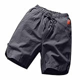 Beokeuioe Herren Shorts Groß mit Taschen Lässige Elastische Taille Jogger Shorts - Herren Leinen Bermuda Shorts Alltagskleidung Sommer Geeignet für Strandparty Reisen Freizeit