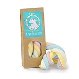 Magische Einhornzöpfe, buntes und schaumig weiches Marshmallow mit süßem Vanillegeschmack, Schaumzucker in Regenbogenfarben, Magie in jedem Stück