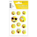 TopStick 1341 Aufkleber Smiley klein groß, 55 Stück, Belohnung Sticker mit lustigen Emoji Gesicht Motiv, Kinder Etiketten für Schule Grundschule Schüler Tagebuch Scrapbooking Geburtstag Deko Basteln