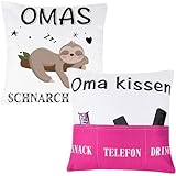 Merclix Oma Geschenk Geburtstag Kissenbezug 45x45 mit 3 Tasche Sinnvolle Geschenke für Oma Geschenk Oma Weihnachten Geschenk für Oma von Enkel Muttertagsgeschenk Für Oma Geschenk Muttertag Oma Lustig