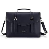 ECOSUSI Laptop Handtasche Damen für Frauen 15,6 Zoll PU-Leder Aktentasche Große Computer-Umhängetasche Messenger Bag Schwarz