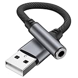 Tobfit USB auf 3,5mm Klinke Aux Adapter,USB Soundkarte Extern auf 3,5mm Audio Stereo Konverter Adapter für Kopfhörer, PC, Laptop, Linux, Desktop, PS4, Lautsprecher