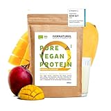 VEGAN Protein-Pulver BIO Mango ohne Soja & Chemie [Regional aus Deutschland] - 5K pflanzliches Premium Proteinpulver » Zum Backen & als Bio Protein-Shake « 600g Veganes Bio Eiweiß-Pulver