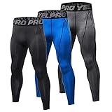 YUSHOW 3er Pack Kompressionshose Herren Laufhose Lang Sport Leggings Atmungsaktiv Tight Fitness Funktionswäsche Unterhose Lang für Männer
