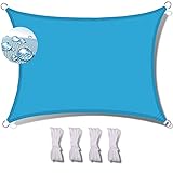 Sonnensegel, wasserdicht, rechteckig, 5 x 6 m, UV-beständig, aufrollbar, für den Außenbereich, perfekt für Pool, Garten & Terrasse, inklusive Befestigungsseil, Blau