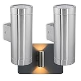 SSC-LUXon 2 Stück TIRA Aussenlampe Edelstahl Up and Down Leuchte - Hauswand Wandlampe Wandleuchte Aussen IP44 Fassung für 2x GU10