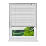 Fensterdecor Aluminium Jalousie 90 x 150 cm in Weiß I Jalousien Innen ohne Bohren zum Klemmen I Lamellen-Rollo für Sicht- und Sonnenschutz mit Wendestab I Standardmaße I Premium Qualität