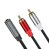 Discool 3.5mm Buchse zu 2RCA Stecker vergoldet Y Splitter Kabel, 1/8 zu 2 RCA Aux Verlängerungskabel Adapterkabel OD 4.5 für DVD, TV/HDTV, VCR's, CD-Player(0.3M/0.98ft, F zu M)