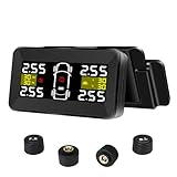 TPMS Reifendruckkontrollsystem 3,5 Zoll Kabellos Reifendrucküberwachungssystem 0,01Bar Hochpräzise Abnehmbare Solar/Typ-C Ladung TPMS Auto mit 4 Wasserdicht IP67-Reifendrucksensoren 14-87PSI
