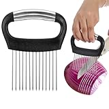 AOZUO Zwiebelhalter, Edelstahl Gemuseschneider Tomatenschneider Zwiebelschneider Zitrone Gemüse Slicer Schnitthilfe, für Kartoffeln Fleisch Zwiebeln Gemüse