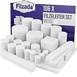 Filzada® Filzgleiter Selbstklebend Set 106 Stück (Eckig und Rund) - Weiß - Profi Möbelgleiter Filz Mit Idealer Klebkraft