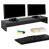 CARO-Möbel Monitorständer Zoom für 2 Monitore Bildschirmerhöhung Schreibtischaufsatz Tischaufsatz 100 x 15 x 27 cm in schwarz