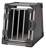 TRIXIE Hunde-Transportbox, Aluminium, S: 48 x 56 x 61 cm, grafit, inklusive rutschfester Liegematte, extra stabil, sicher, geräuscharm, Klettleisten am Boden, Sicherheitsverschluss - 39335