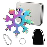 Schneeflocke Werkzeug 18 in 1, Schneeflocken Multitool Edelstahl, Werkzeug Stern Schneeflocke, Multifunktionstool Schneeflocke, Tragbar Schraubendreher Schneeflocke für Draussen Abenteuer Camping