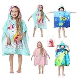 Mokani Badeponcho Kinder mit Kapuze, Mikrofaser Handtuch Poncho Kinder mit Kordelzugbeutel, Weich und SaugfäHig Strandtuch Badetuch Badehandtuch Kinder füR MäDchen, Jungen (Kinderhöhe: 85-110cm)