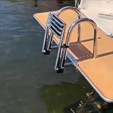 Edelstahl Bootsleiter Poolleiter, 4 Stufen Badeleiter Ausziehbar 116 cm Mit Rutschfesten Stufen, Schwimmdeckleiter Mit Handlauf | 200 kg Belastbarkeit Bootsleiter für Schwimmdeck, Pool, Boot