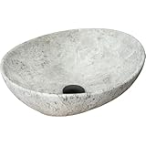 VBChome Waschbecken Stone 41 x 35 x 15 cm Kleine Keramik Oval Waschtisch Handwaschbecken Aufsatzwaschbecken Waschschale Gäste WC