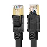 Cat8 Ethernet-Kabel, 40 Gbit/s, 2000 MHz, strapazierfähig, Hochgeschwindigkeit, 26 AWG, Computer-LAN-Netzwerk-Patchkabel mit vergoldetem RJ45-Stecker, wetterfest, S/FTP, UV-beständig, für