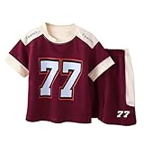 Trainingsanzug Kinder Kleidung - Kurzärmeliger Laufanzug für Jungen lässige schnelltrocknende Kleidung für Jungen Mädchen Sommer-T-Shirt Shorts zweiteiliges Set (Red 5-6 Years)