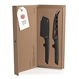 LARS NYSØM Käsemesser Set 2-Teilig I Messerset Edelstahl I Hochwertiges Käseschneider-Set aus Edelstahl bestehend aus Käsemesser für Weichkäse und Käsebeil für Hartkäse (Carbon Black)