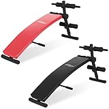 Physionics® Sit Up Bank mit Beinfixierung - klappbar, 5-Fach verstellbar 60-72 cm, Stahl, Rot - Bauchtrainer, Trainingsbank, Rückentrainer, Bauchbank, Fitness Workout Bench für Bauchtraining