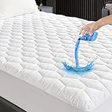 GRT Matratzen Topper Matratzenschoner 90x200cm, wasserdichte Matratzenauflage Atmungsaktiver Bettlaken Topper, Spannbettlaken mit Sechseckiger Steppung aus Geräuschlosem Material Topper Schoner Weiß