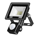 CCZRD Projektoren LED Lampe Flutlicht Outdoor LED Wand Lampe IP66 Wasserdichte Flutlicht Strahler Sensor Lampe Garten Dekoration(10W Cold white)