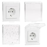 4 Stück Schalter Abdeckung Steckdosenabdeckung, Typ 86 Steckdose Abdeckung, Flip Steckdose Abdeckung Dünne Selbstklebende Steckdosenabdeckungen Regenschutz für Bad, Haus, Outdoor, (Transparent)