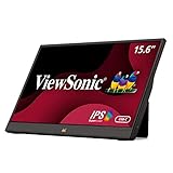 Viewsonic VA1655 40 cm (15.6 Zoll) Portabler Monitor (Full-HD, IPS-Panel, mini-HDMI, 2x USB-C für Raspberry Pi/Xbox/PS4/PS5, Lautsprecher) Schwarz