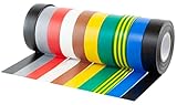 Gocableties - Isolierband Farbig Set - 19 mm x 20 m - strapazierfähiges, selbstklebendes Isolierband zum Schutz, Bündeln und Reparieren von Kabeln - 10 Rollen