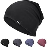 Mütze Herren Damen Leichte Slouch Beanie Mütze Weiche Dünne Mütze Atmungsaktiv Elastisch Longbeanie für Frühling Herbst und Winter