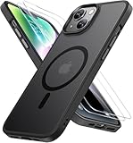 Miracase Magnetisch für iPhone 14 Hülle Kompatibel Mit MagSafe[mit 2 Schutzglas] Militärnorm Schutz Anti-Fingerabdruck Schlanke Ausführung Handyhülle für iPhone 14 6,1 Zoll, Schwarz