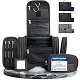 Obics Kulturbeutel Damen & Herren groß 8L XL - Kulturtasche zum Aufhängen, mit Spiegel & Reise-Tasche - Outdoor Kosmetik-Tasche groß als Geschenke-Set mit 10 Fächer für Camping & Reisen, schwarz