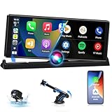2025 Exklusivität Carplay Android Auto Display mit Stehende Halterung 10,26 Zoll Touchscreen Auto Display Car Play Bildschirm mit Rückfahrkamera, Buddy Display mit Siri/GOO-gle GPS Navigation