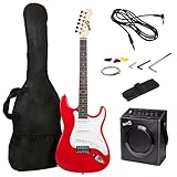 RockJam Full Size Electric Guitar Kit with 10-Watt Guitar Amp, Lessons, Strap, Gig Bag, Picks, Whammy, Lead and Spare Strings - Red