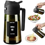 SWEET VIEW Olivenölspender und Ölsprüher – 470 ml Glas, lichtdichter Ölausgießer für Küche, Luftfritteuse, Kochen, Salat und BBQ